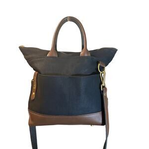 R.Riveter Otto Signature Black Canvas + Brown Handbag Genuine Leather Bottom